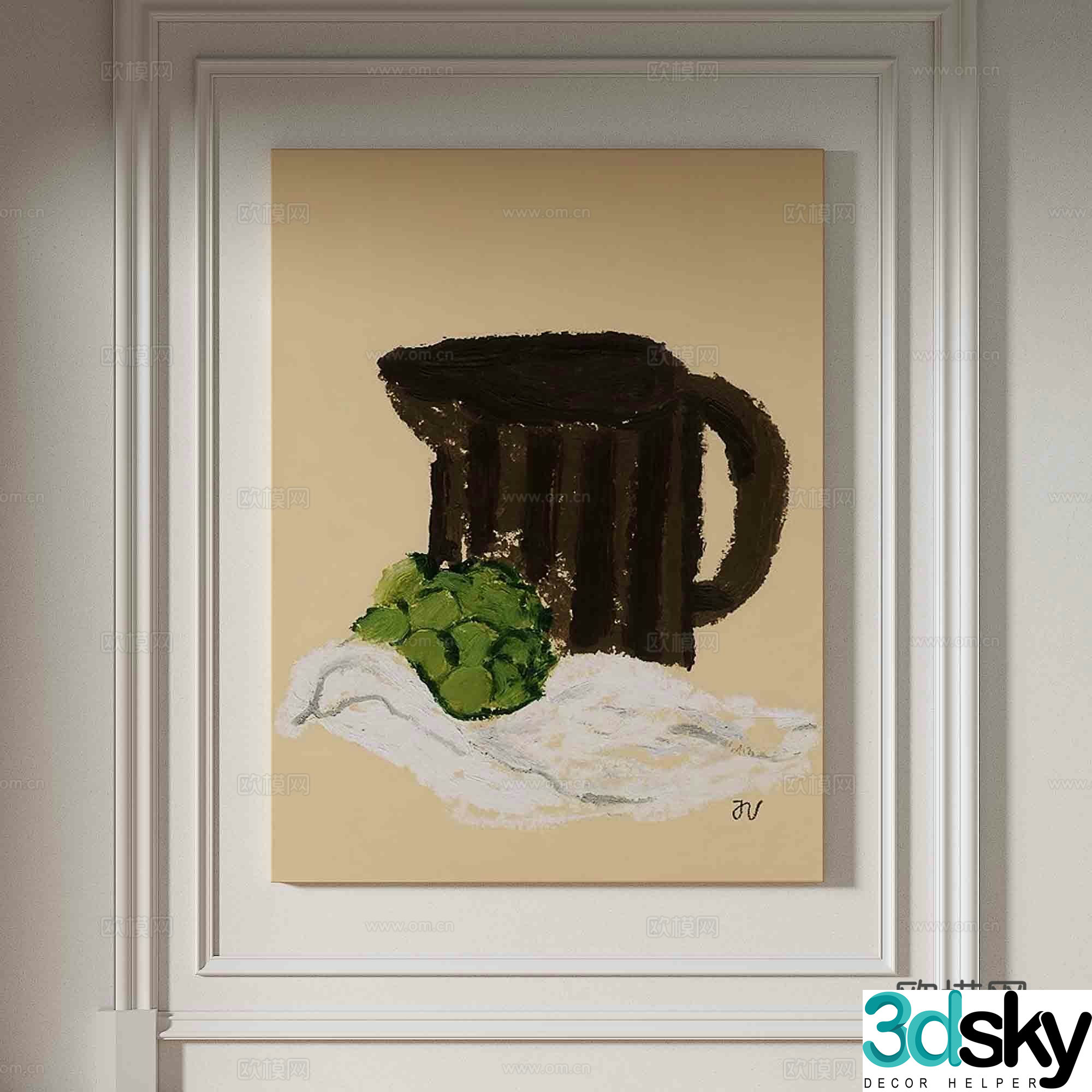 Modern minimalist painting oil painting 3d model