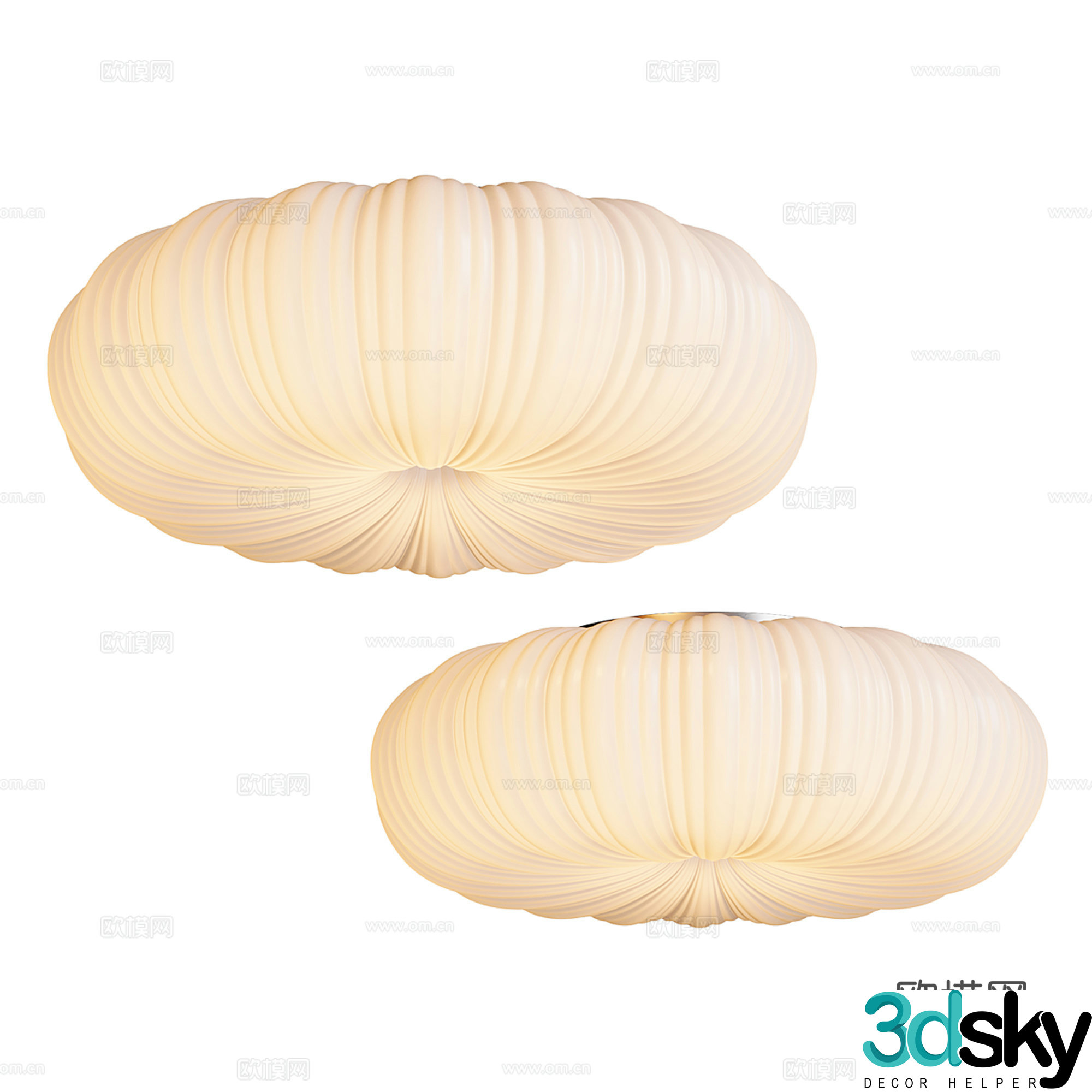 Creamy wind suction ceiling light 3D model