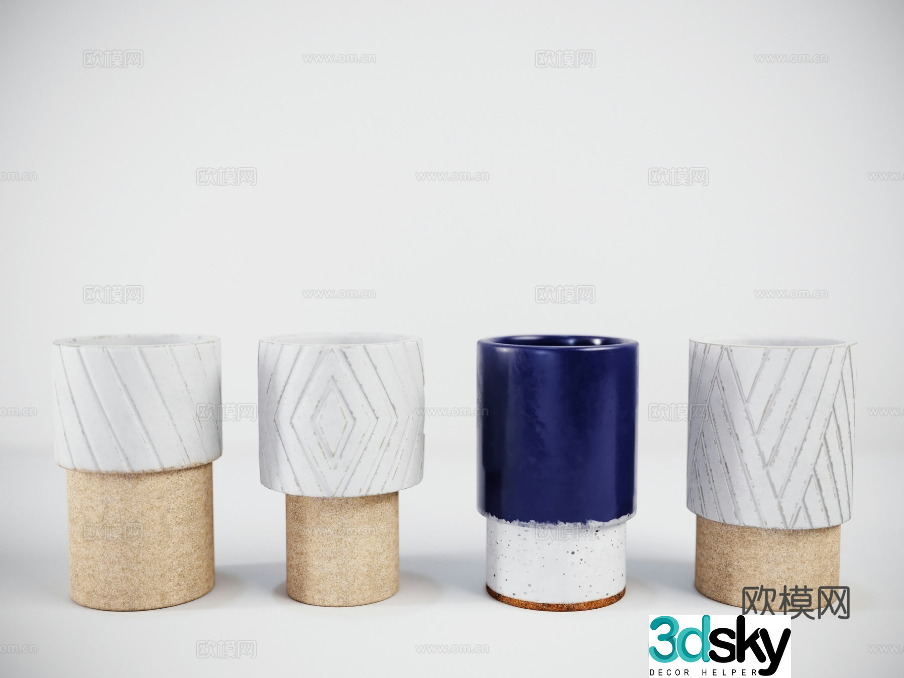 Modern ceramic vase porcelain container 3d model