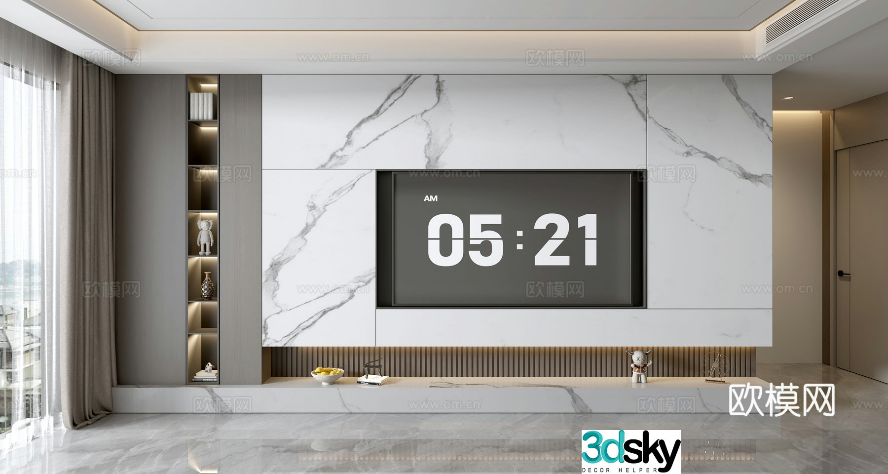 Modern TV wall whole wall cabinet full wall TV cabinet 3D model