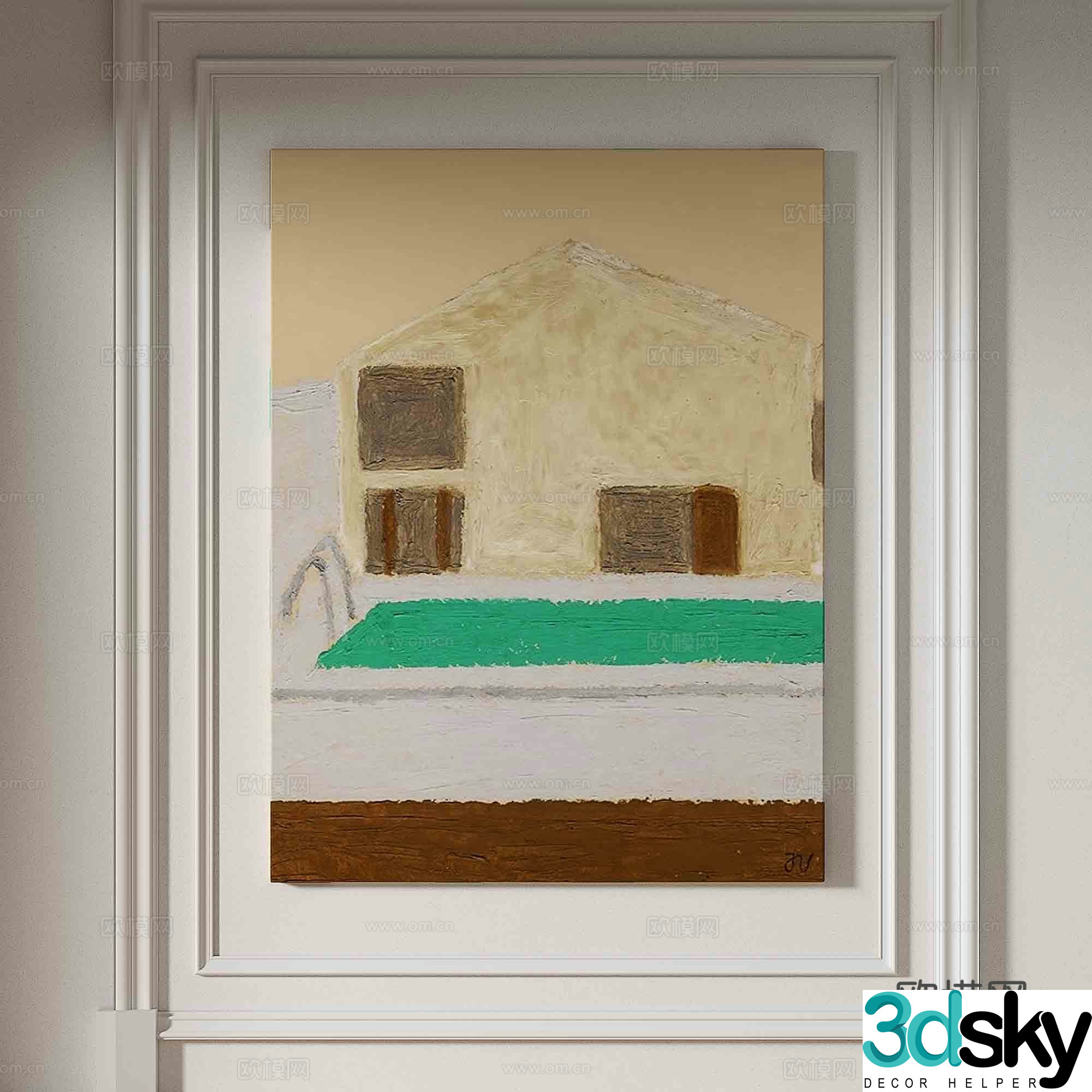 Modern retro painting Abstract painting 3d model