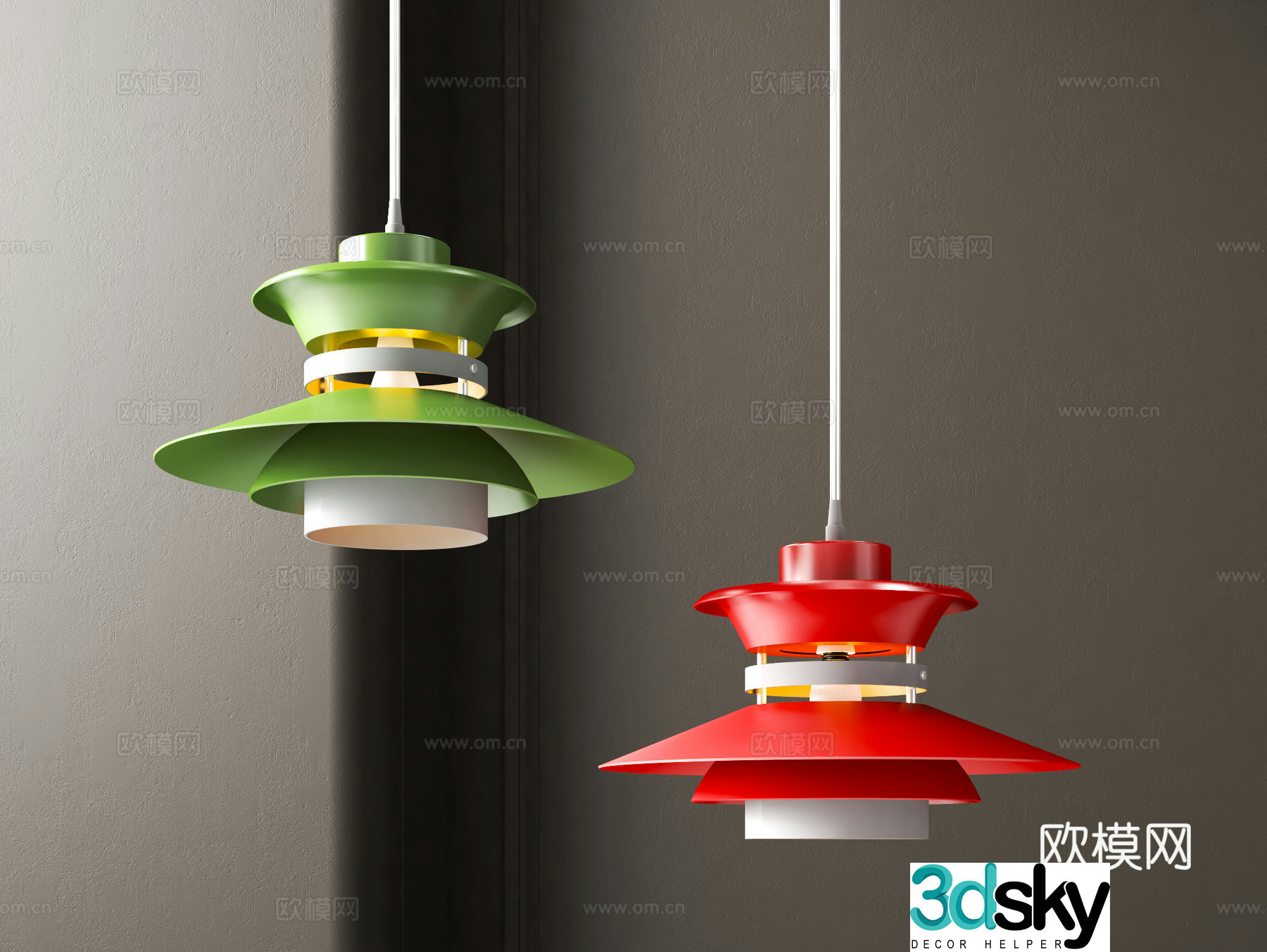 Modern colorful chandeliers 3d model