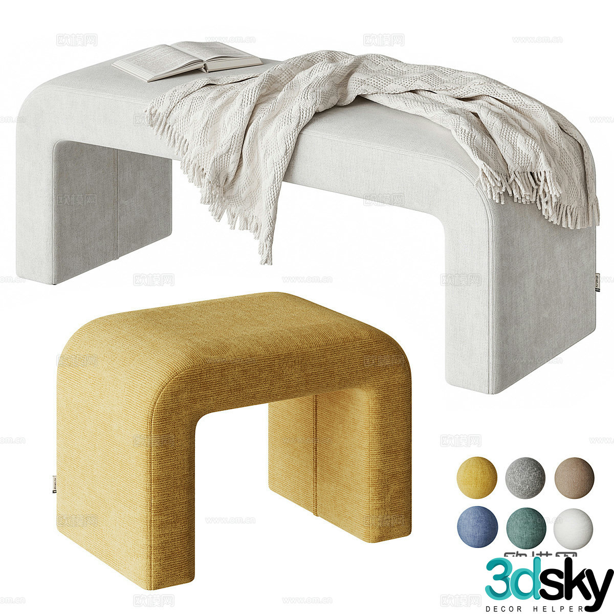 Modern sofa stool bench bench 3d model