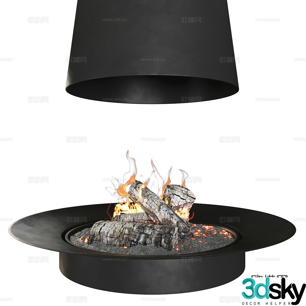 Modern independent fireplace 3d model
