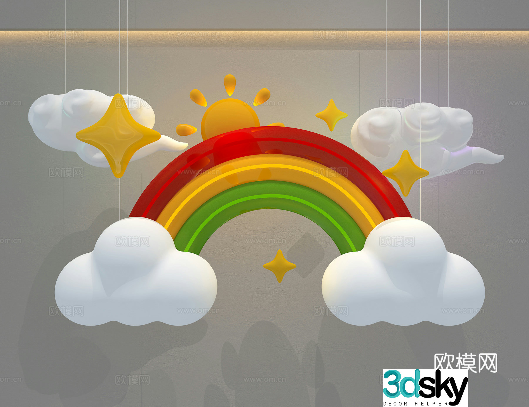 Rainbow chandelier children’s lighting 3d model