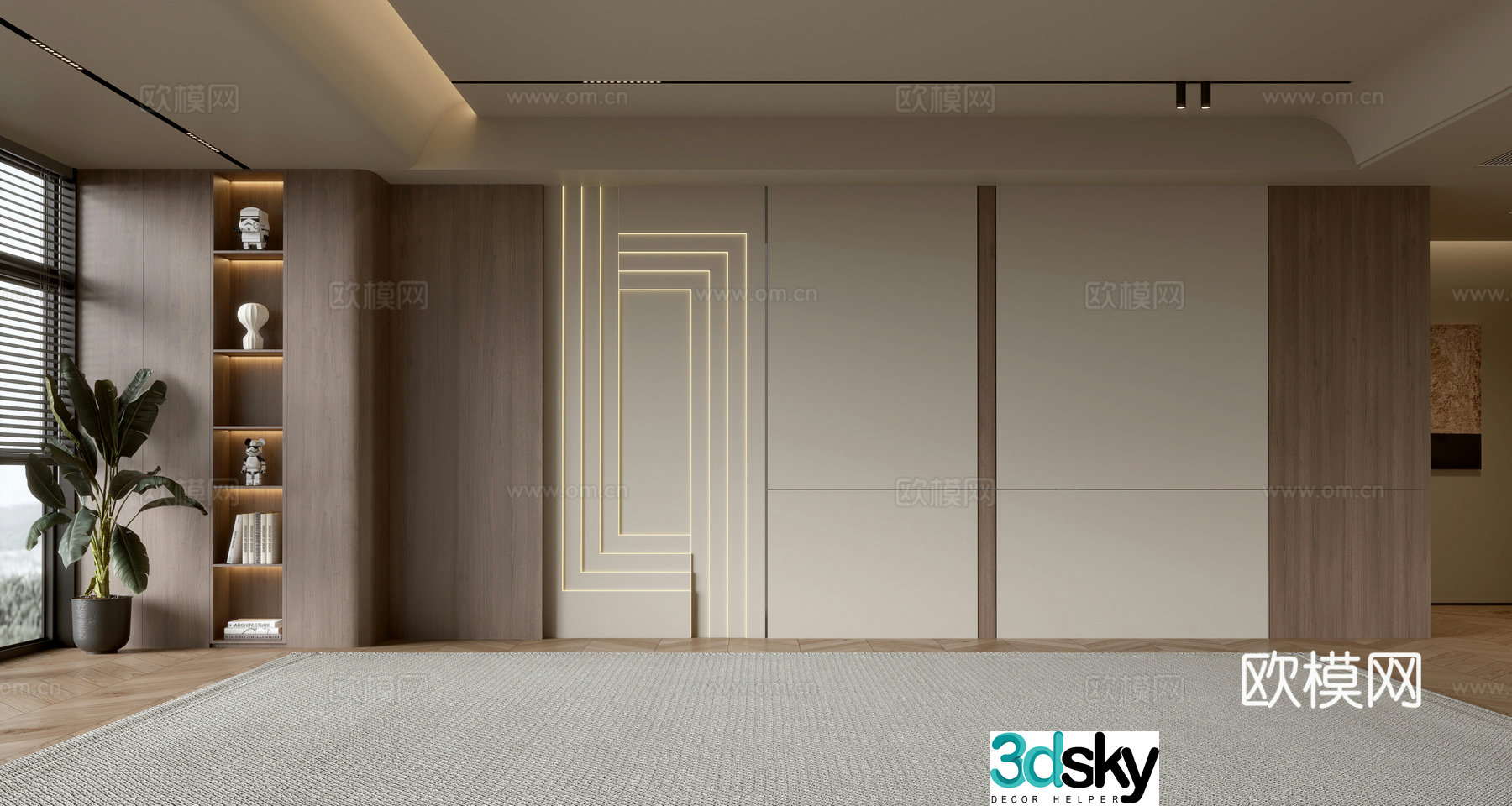 Medium style sofa background wall 3d model