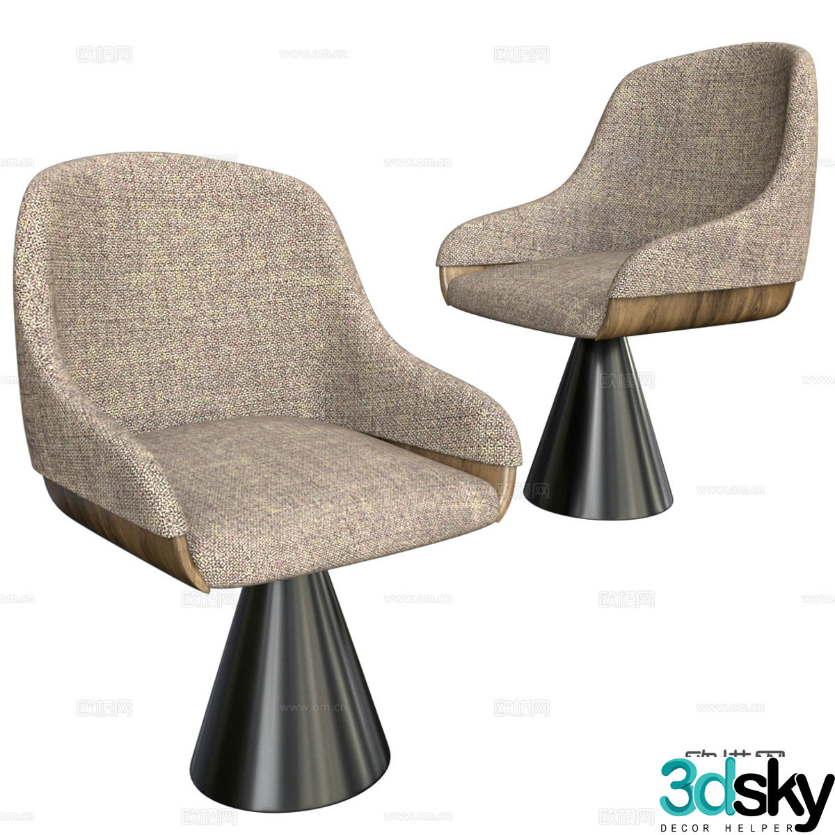 New Chinese single chair chair dining chair 3D model
