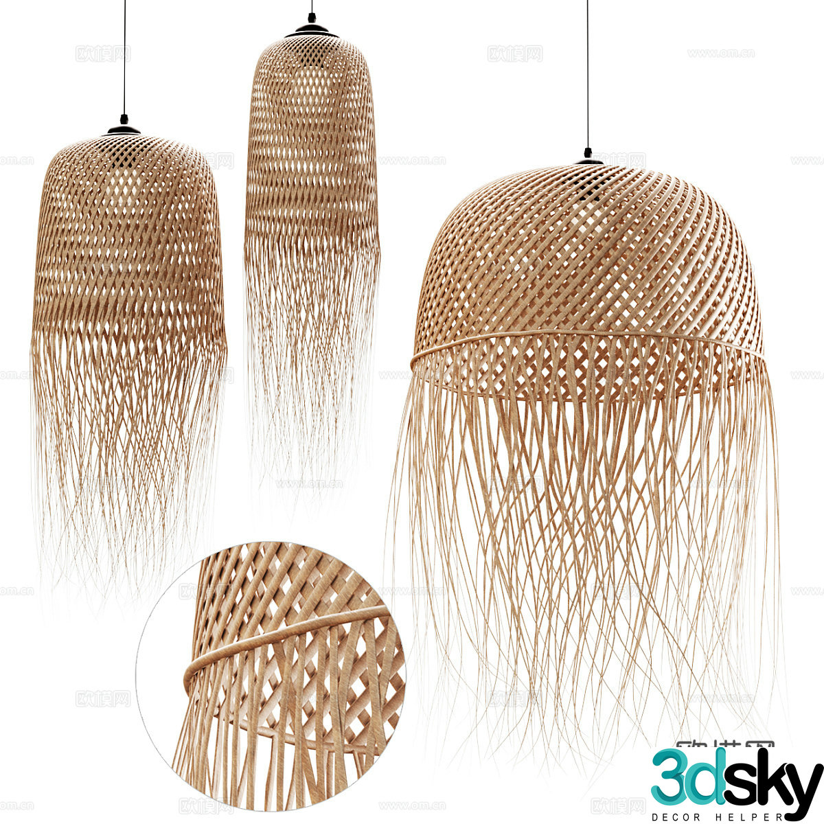 New Chinese -style woven chandelier 3D model