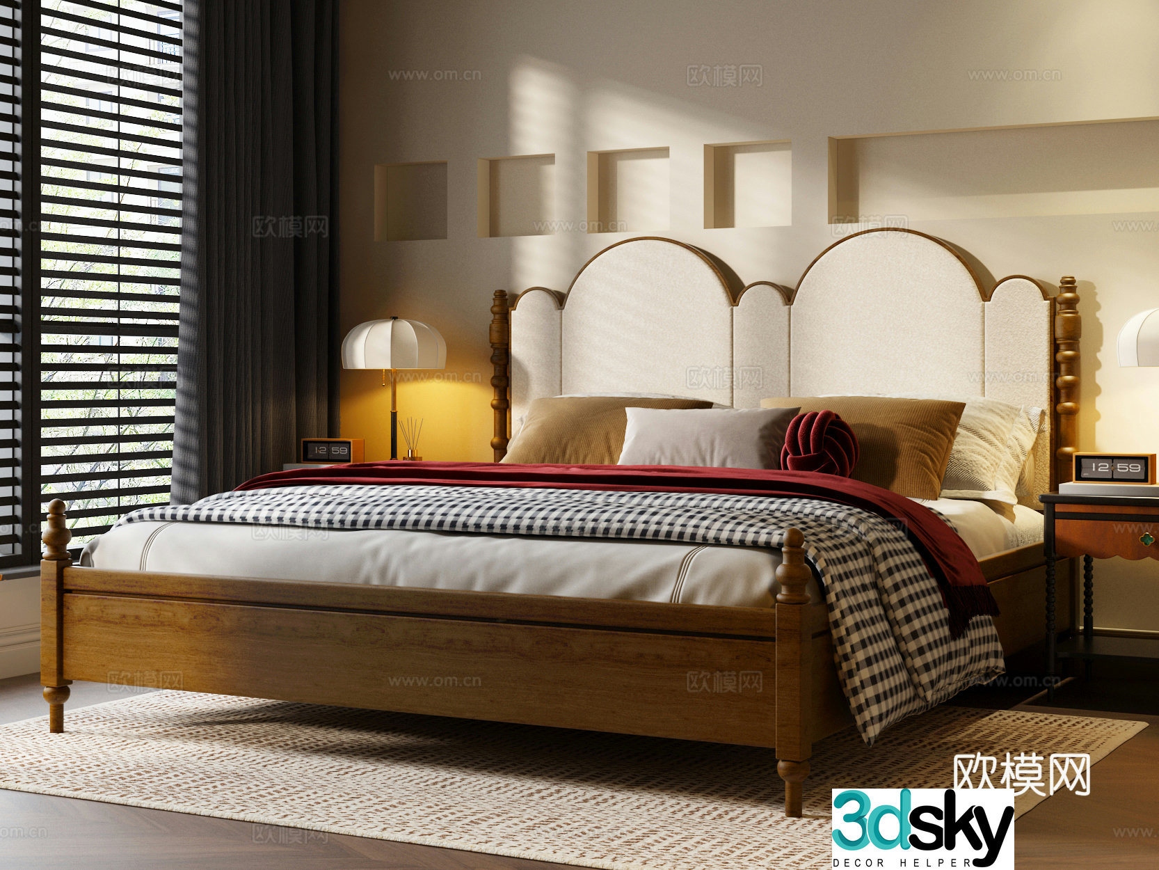 Medieval bed double bed 3d model