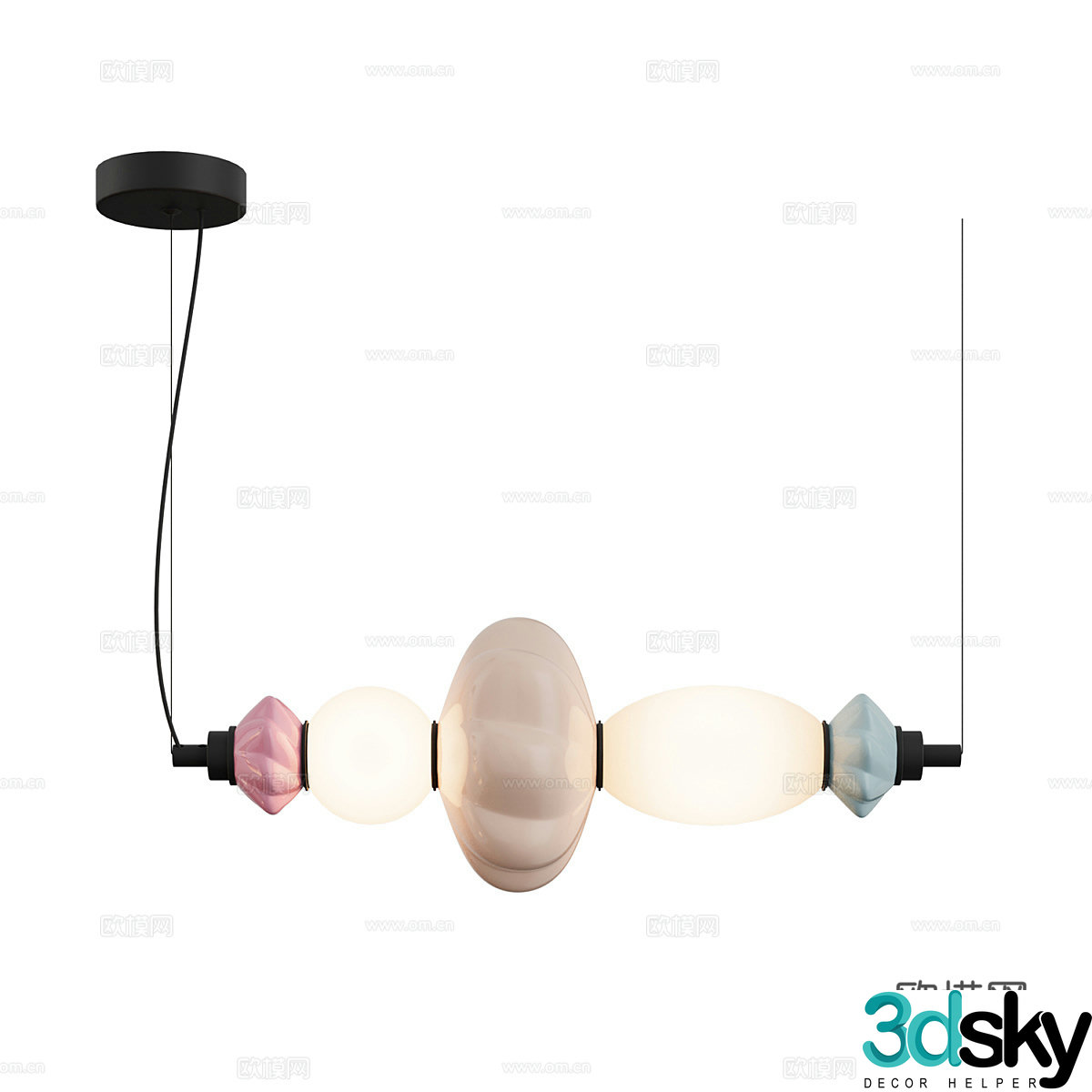 Creamy string beaded chandelier 3D model