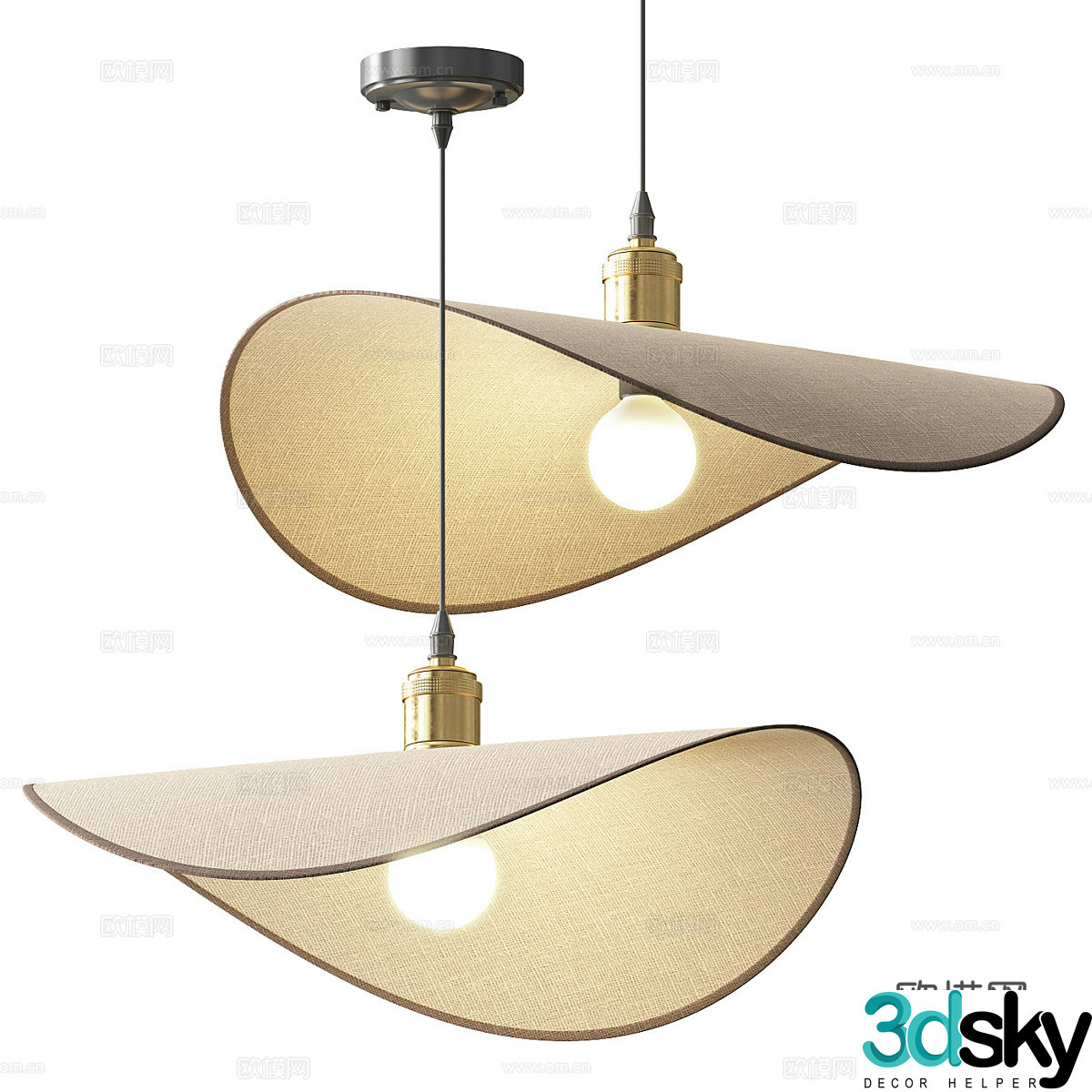New Chinese style woven chandelier hat brim chandelier 3d model
