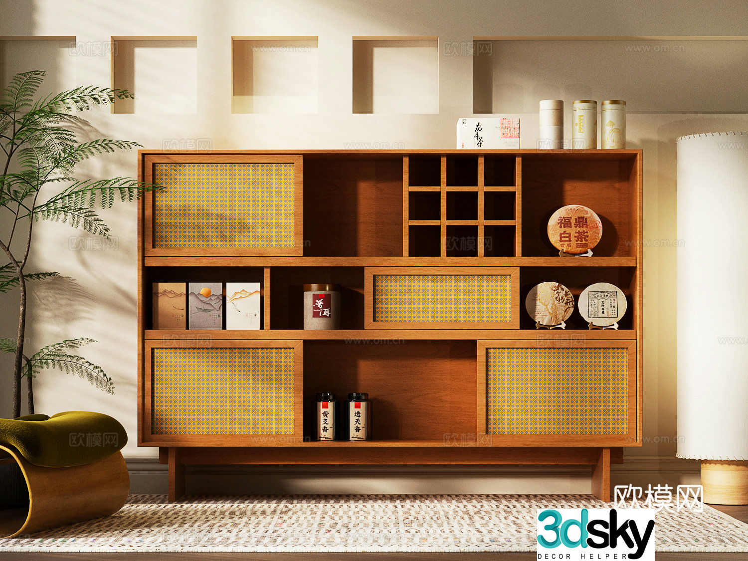 New Chinese style tea cabinet 3d model