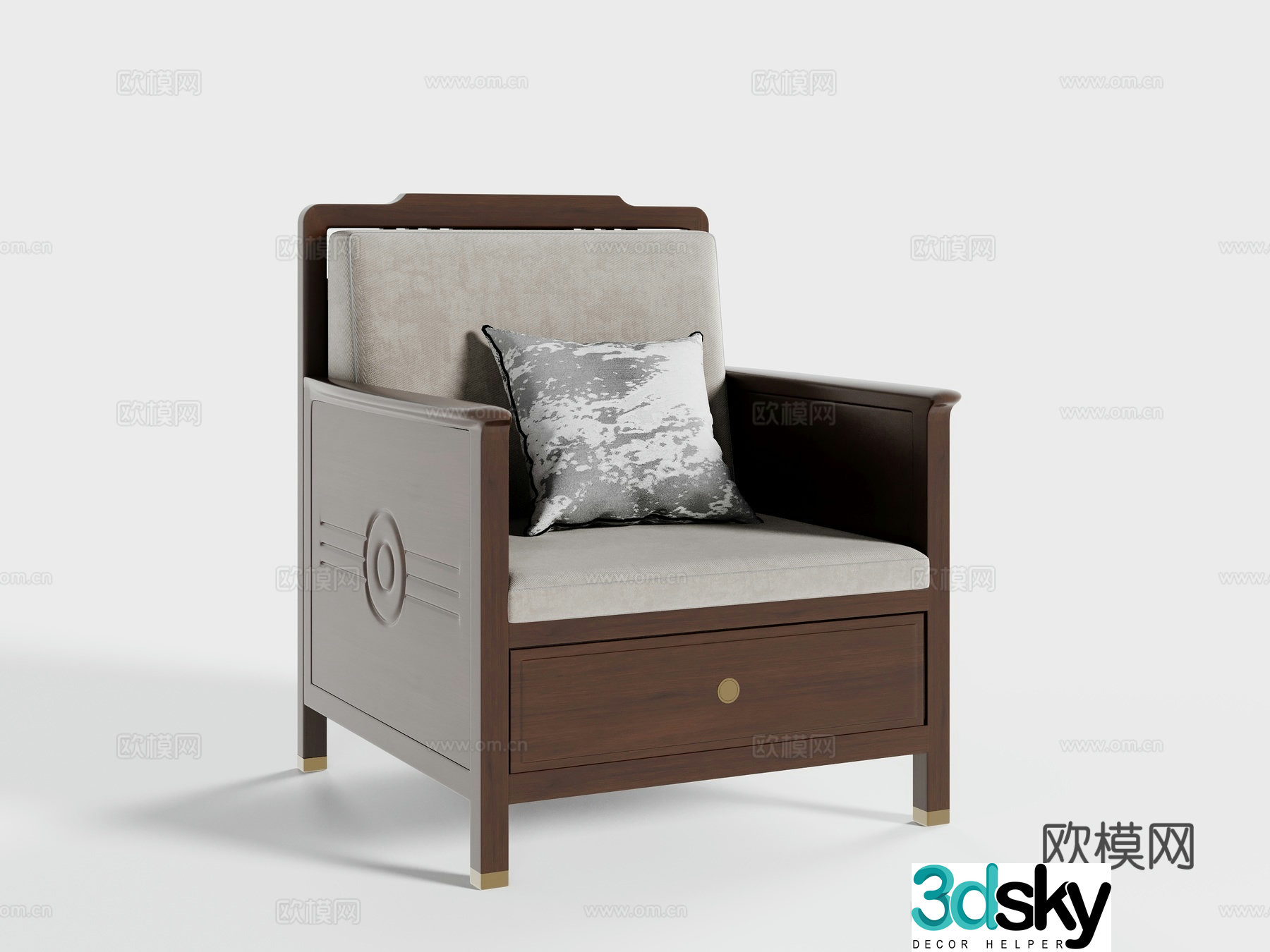 New Chinese single sofa 3D model