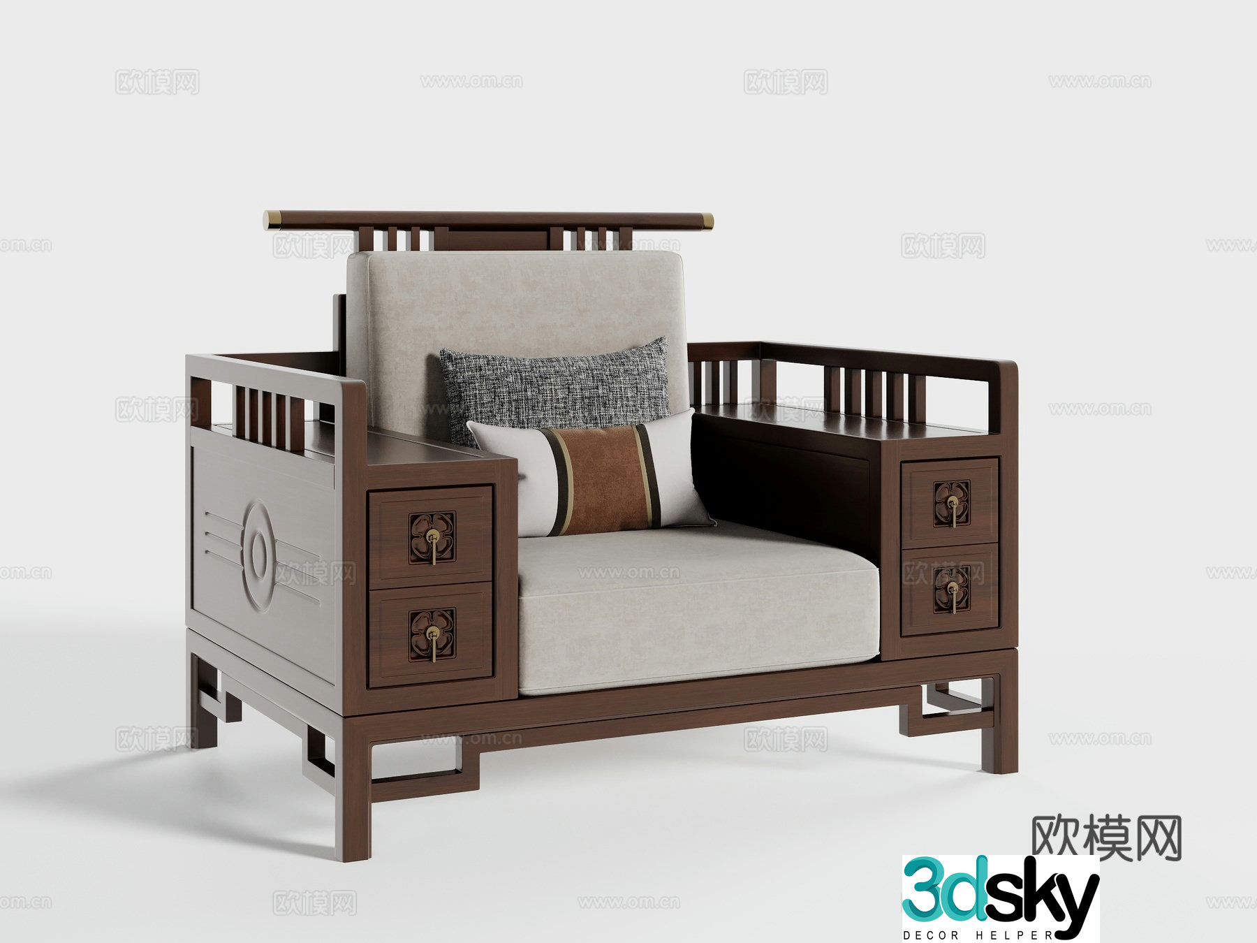 New Chinese single sofa 3D model