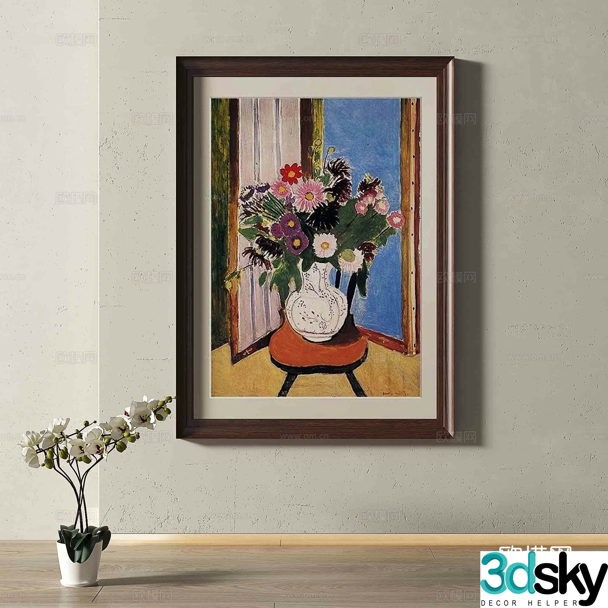 Middle-aged oil painting decorative painting 3D model