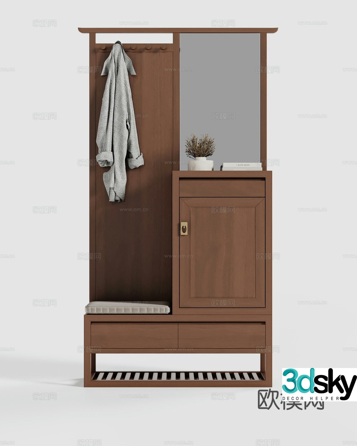 New Chinese style shoe and hat cabinet shoe cabinet 3d model