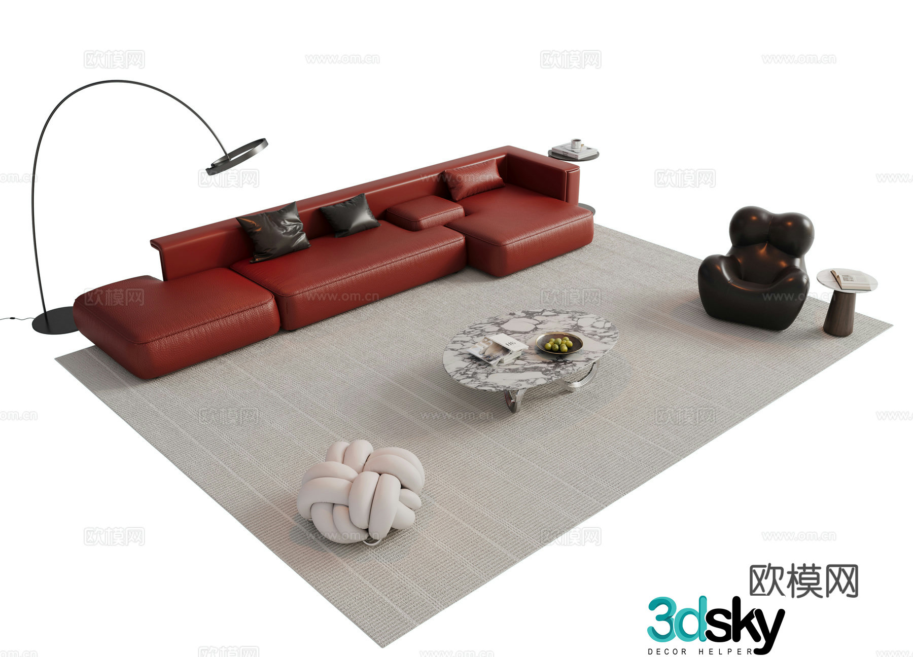 Italian sofa combination sofa 3D model