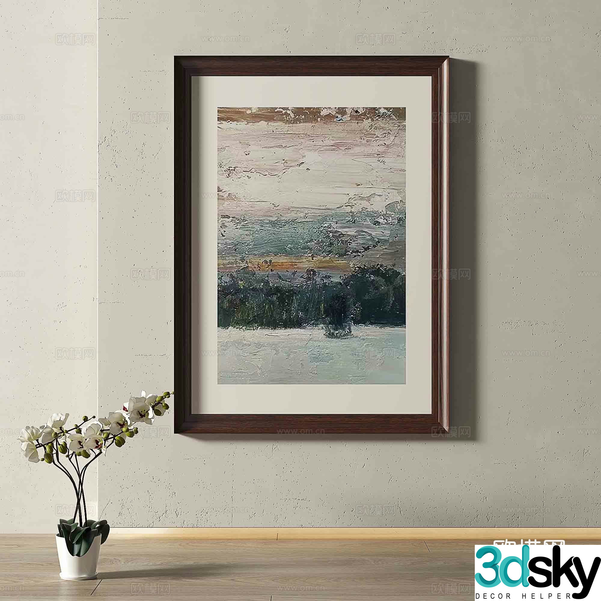 Modern retro hanging paintings oil paintings decorative paintings 3D model