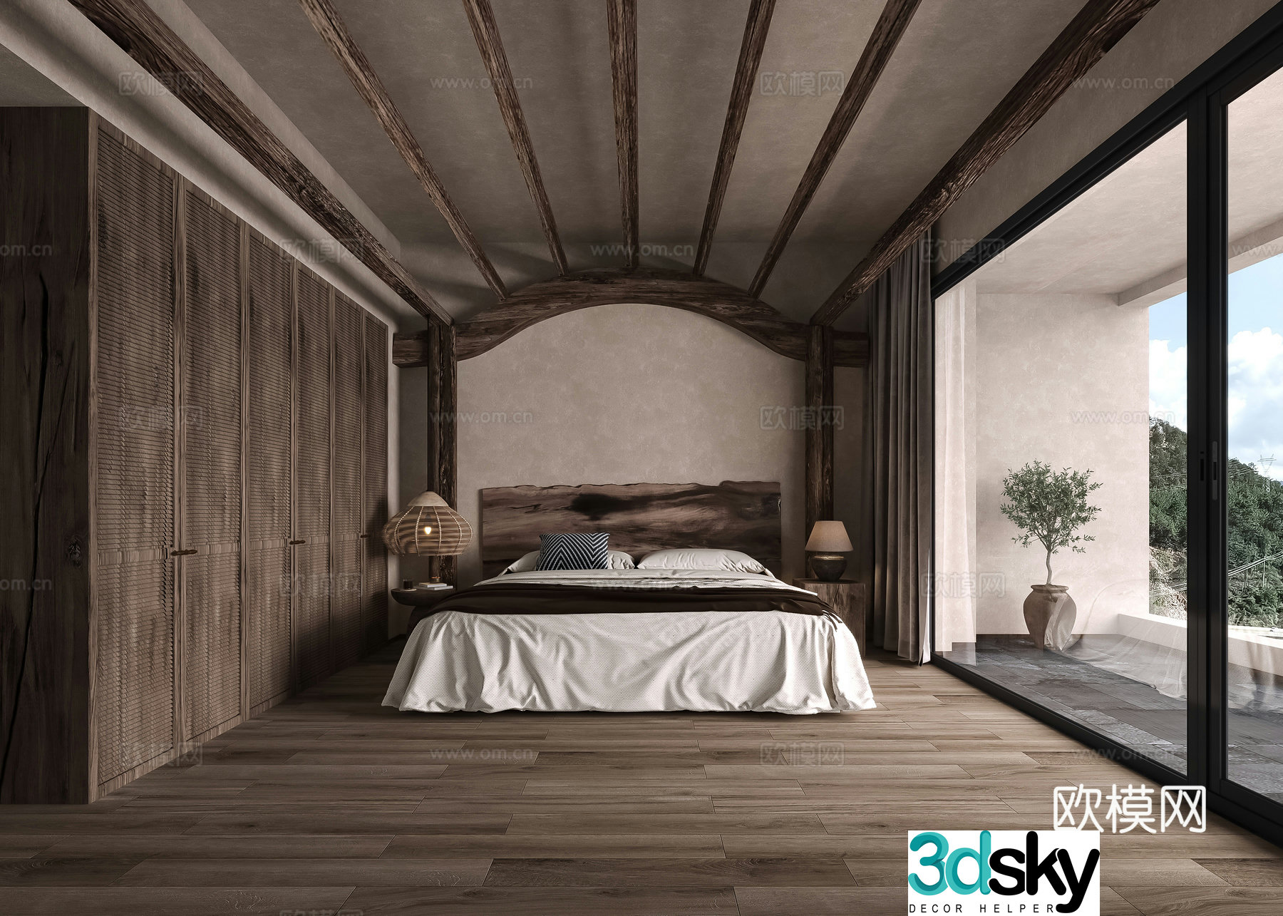 Chinese homestay tea room guest room 3D model