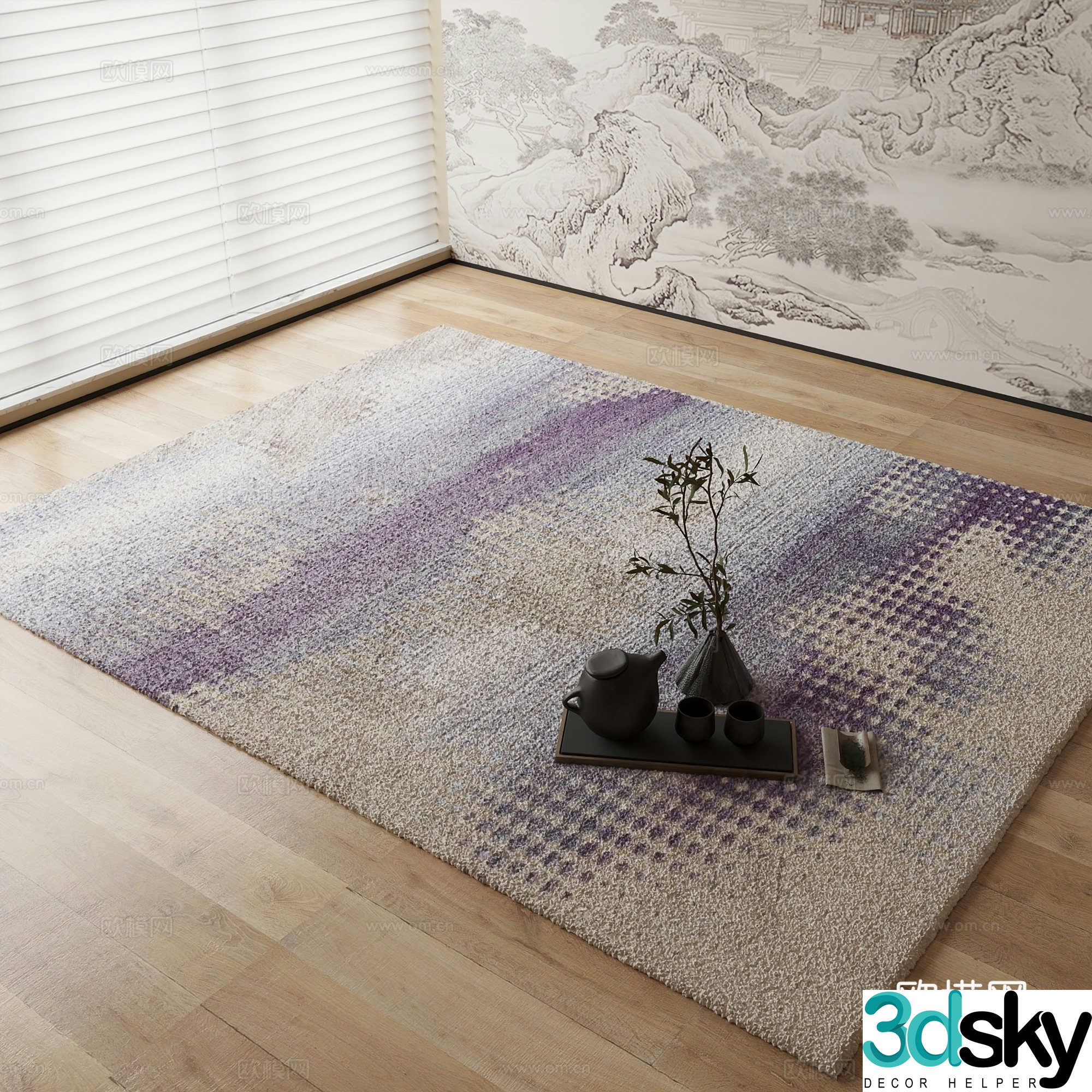 New Chinese carpet Gradient carpet 3D model