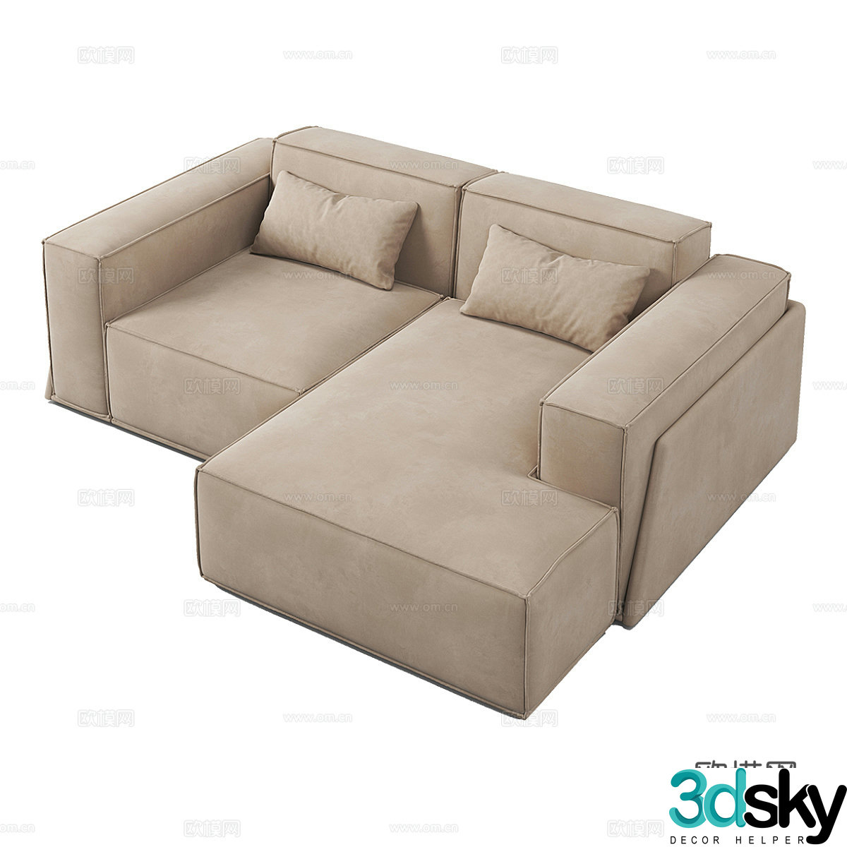 Modern simple double sofa corner sofa 3d model