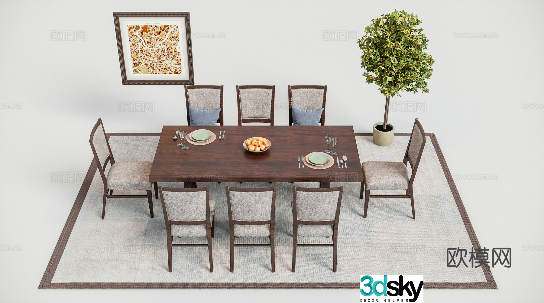 American solid wood dining table and chair model