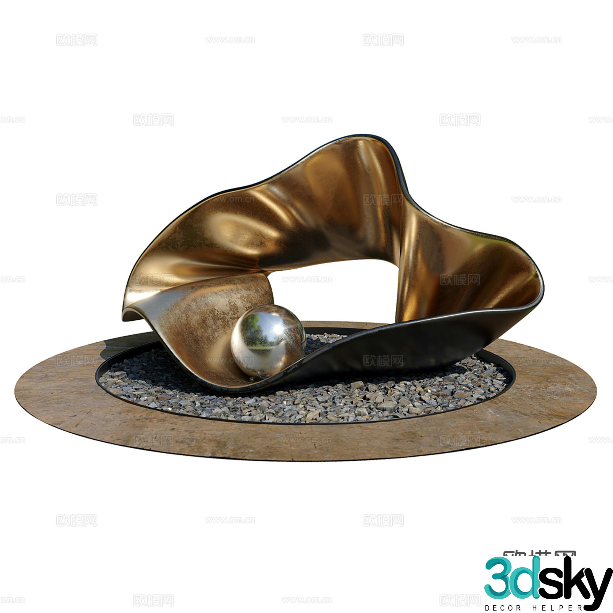 Modern abstract landscape sculpture sketch 3D model