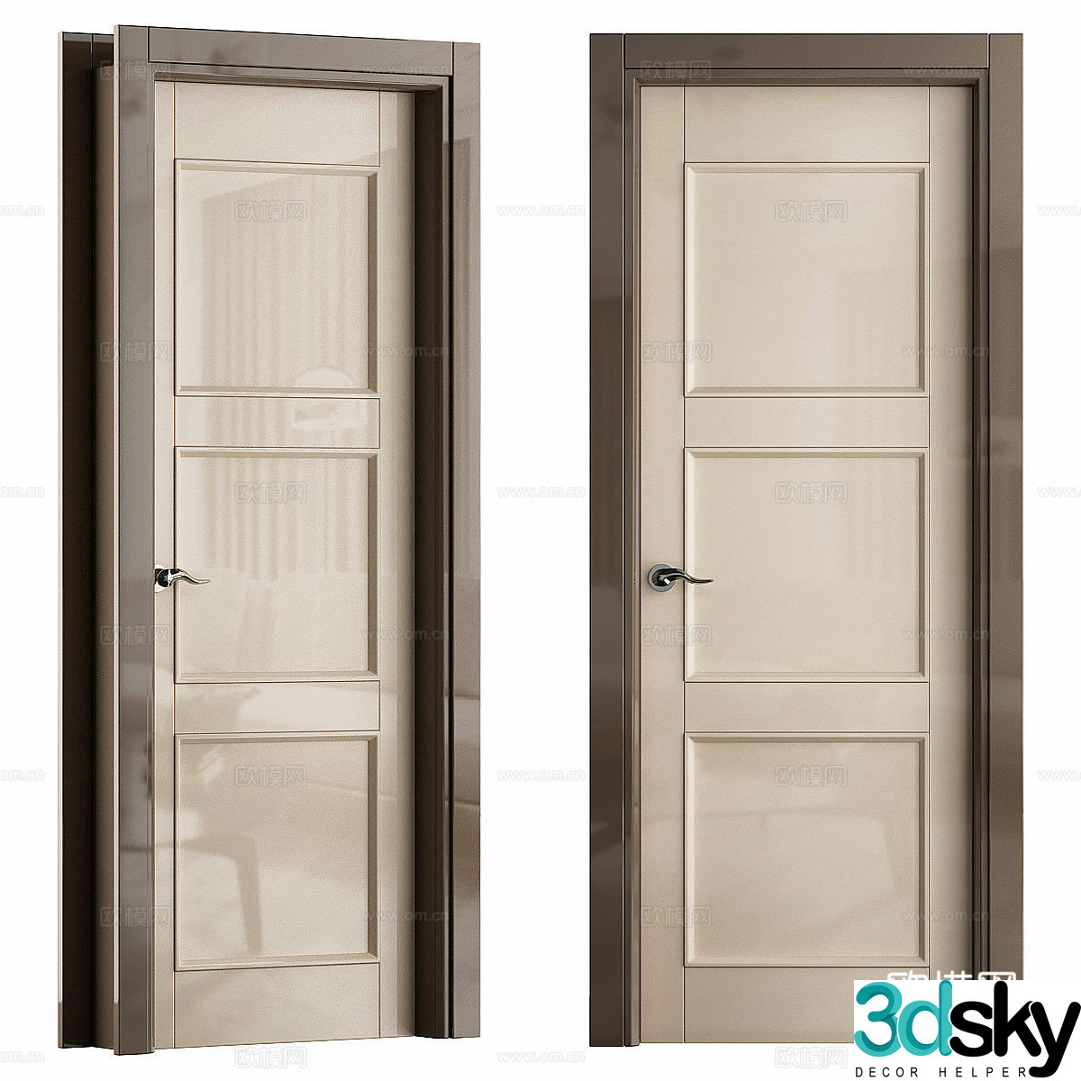 Modern painted swing door Single door 3D model