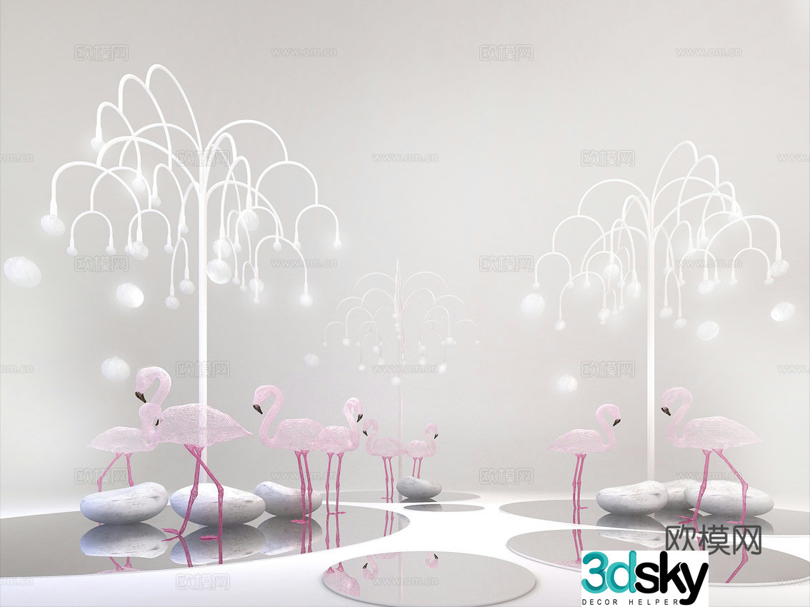 Modern beautiful tree forest festival beautiful palace park animal beautiful palace 3d model