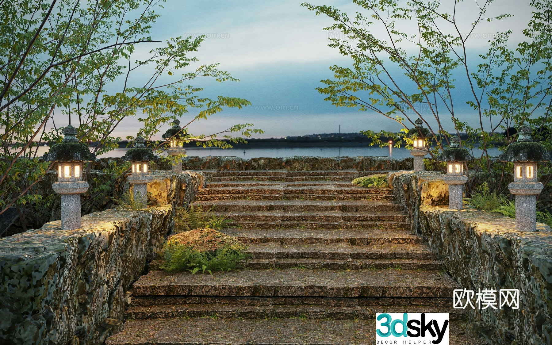 Chinese trails do old -step roads 3D model
