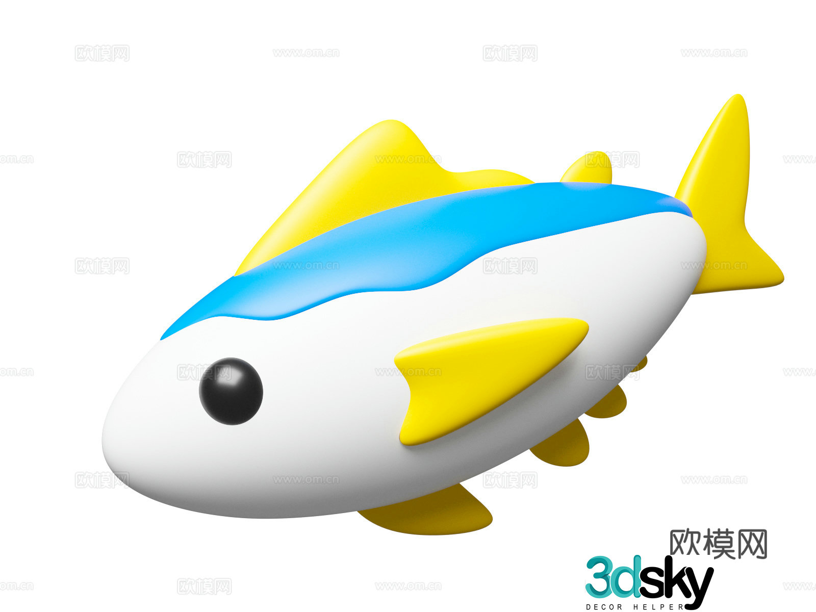 Cartoon mackerel tuna cartoon marine life theme marine theme sculpture 3d model