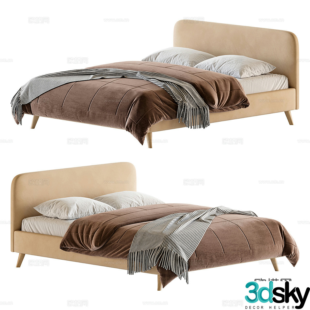 Nordic single bed 3D model