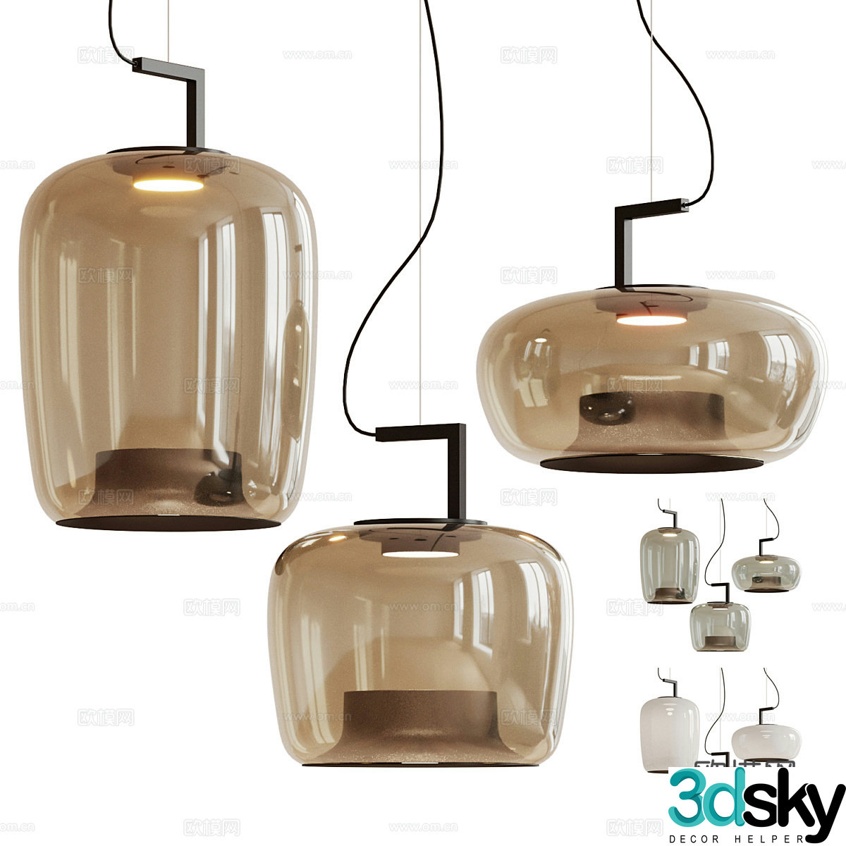 New Chinese style decorative hanging line light 3D model