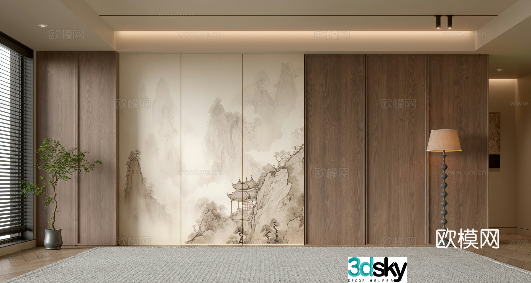 Medium style sofa background wall 3d model