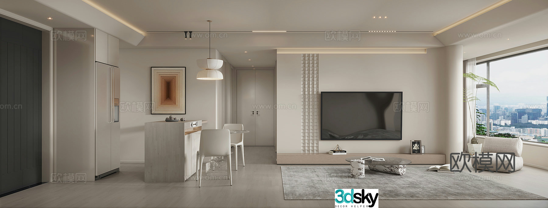 Creamy Style Restaurant 3D Model