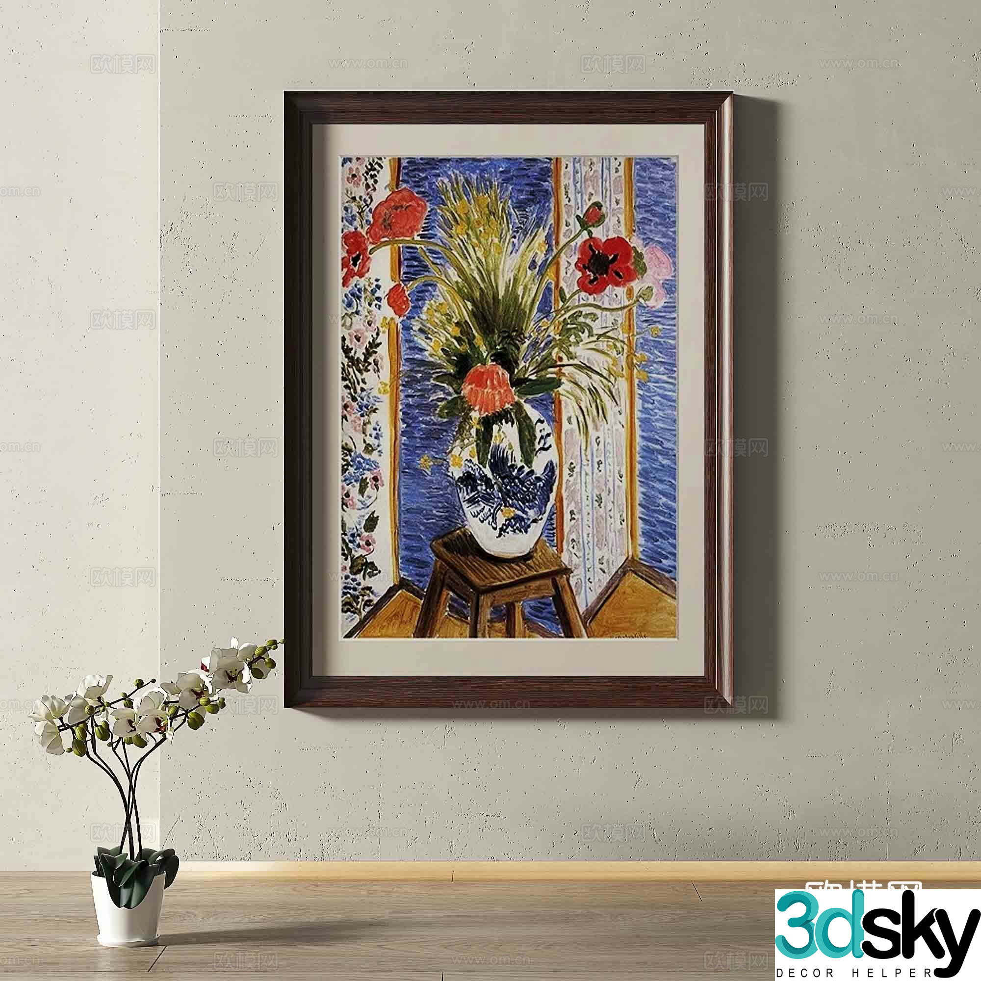 Middle-aged oil painting decorative painting 3D model