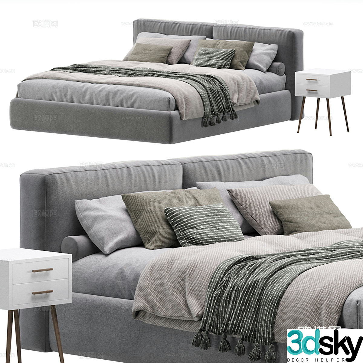 Modern double bed 3d model
