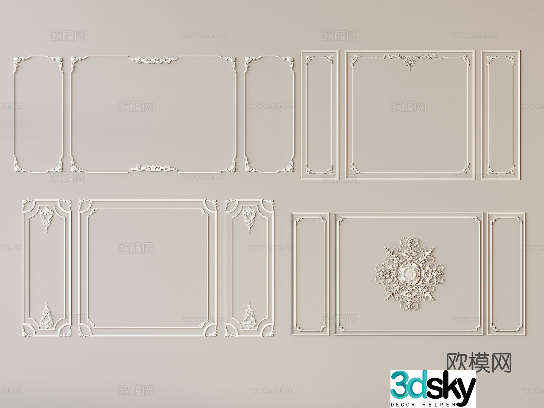 French carved gypsum line 3d model