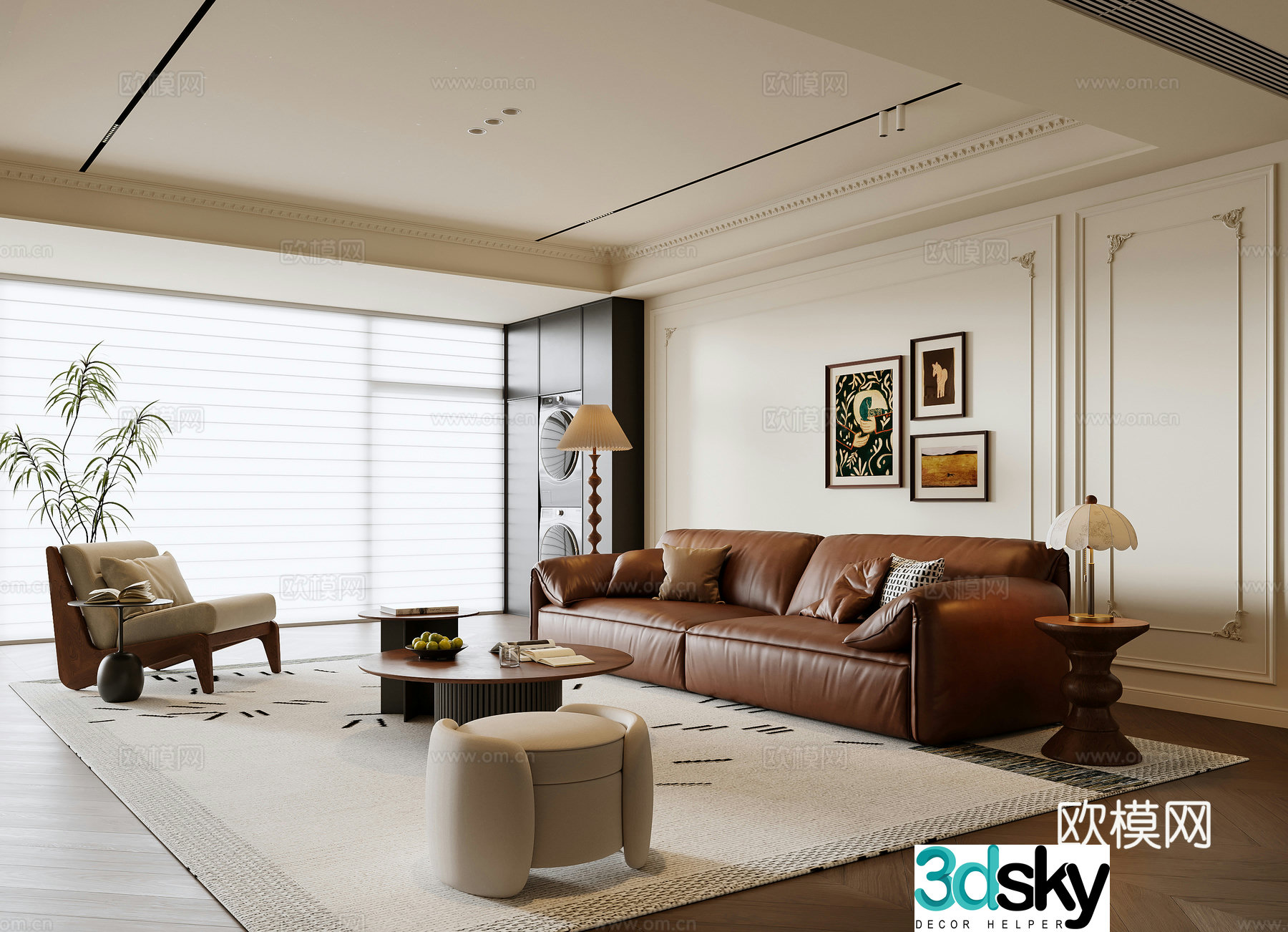 French retro living room 3d model