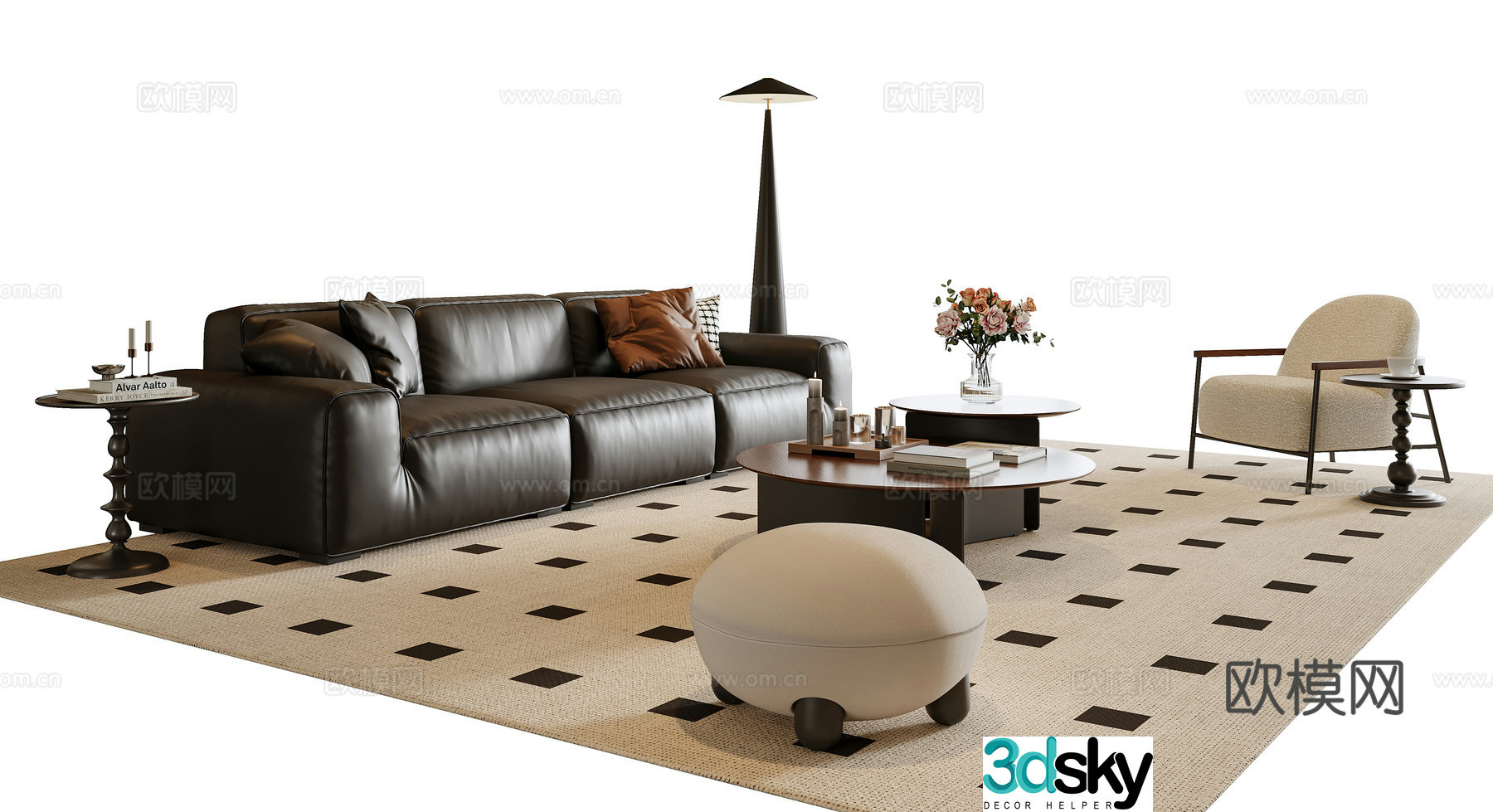 Medieval style sofa coffee table modular sofa 3d model