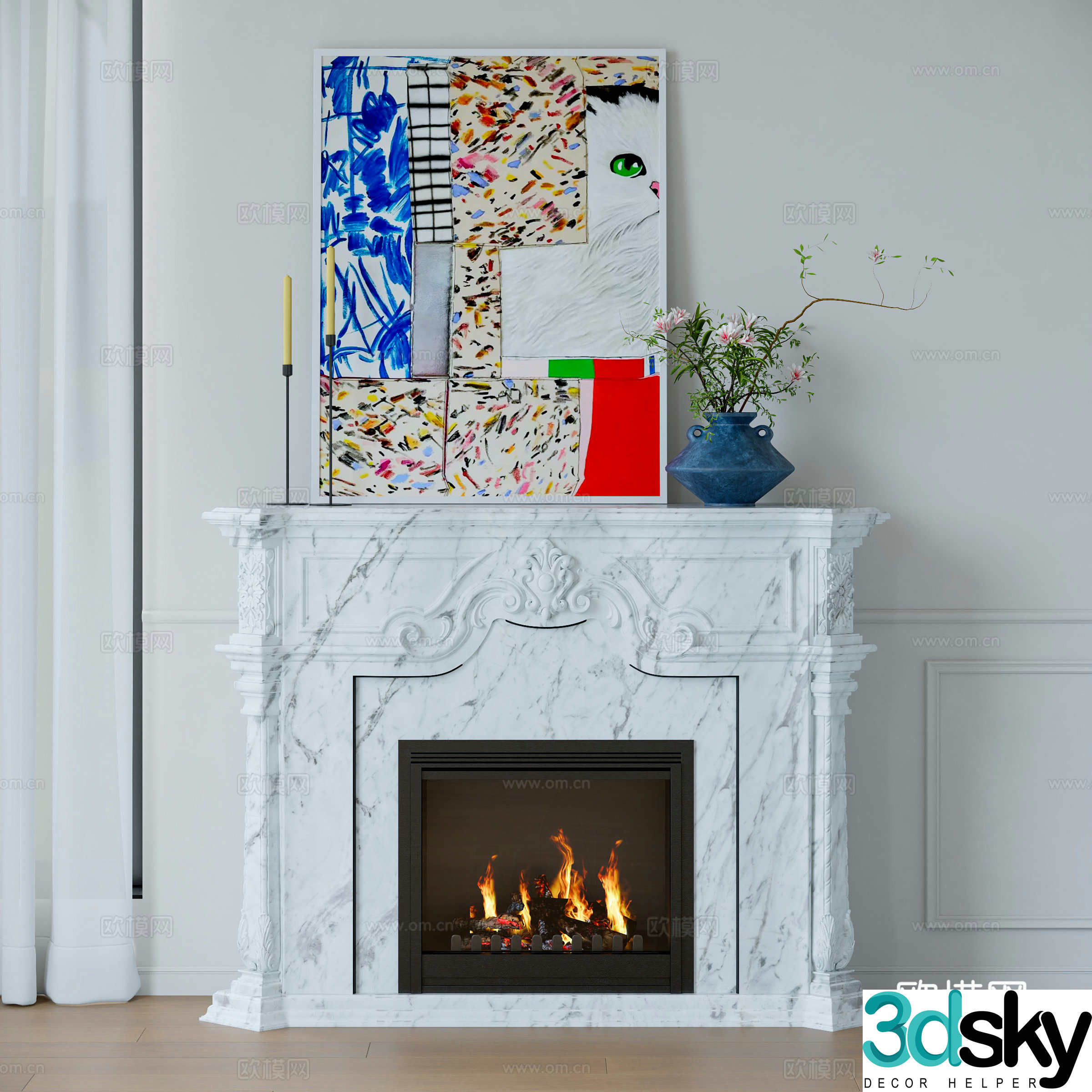 European marble fireplace stove 3d model