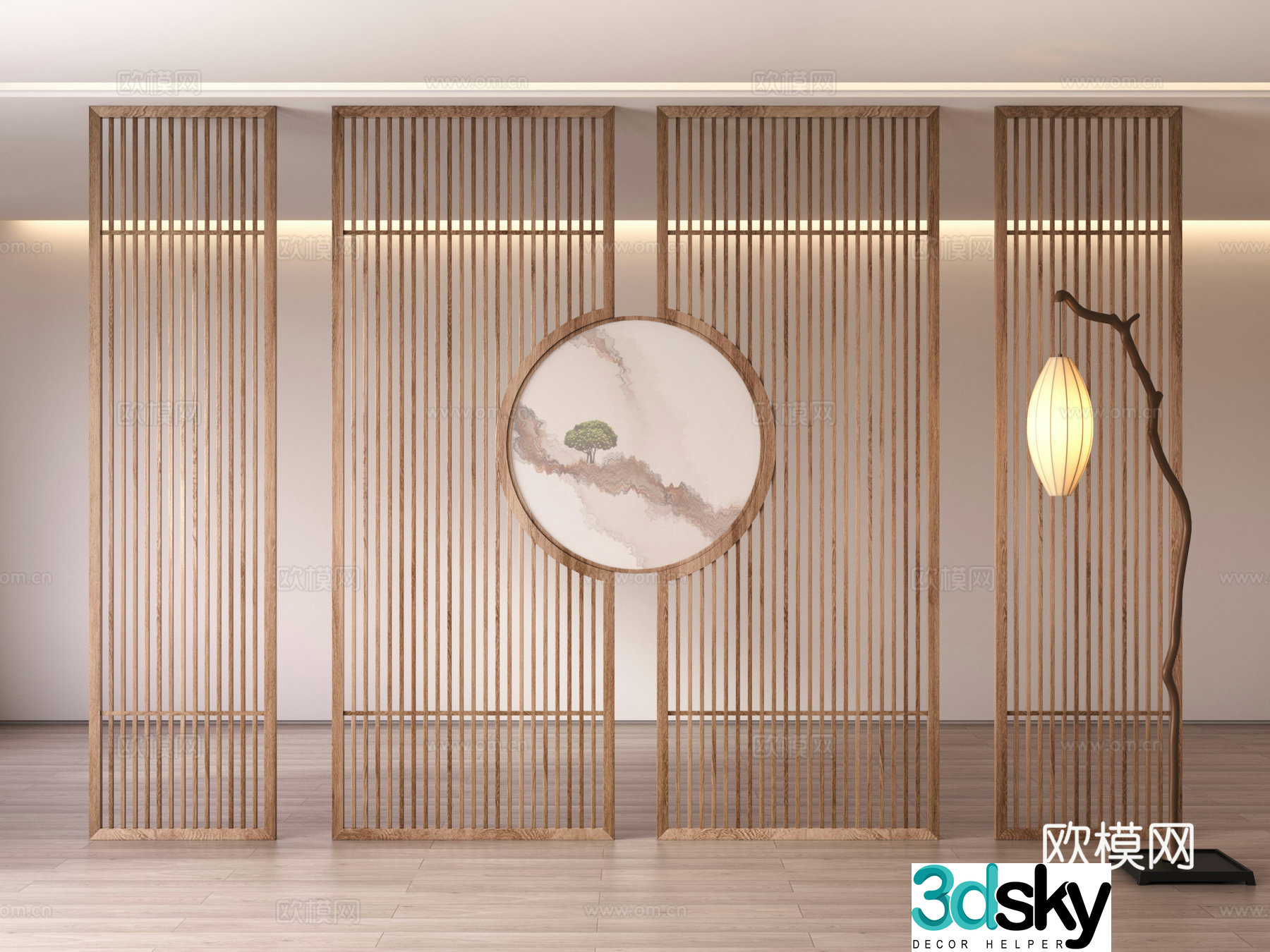 New Chinese grille partition 3D model
