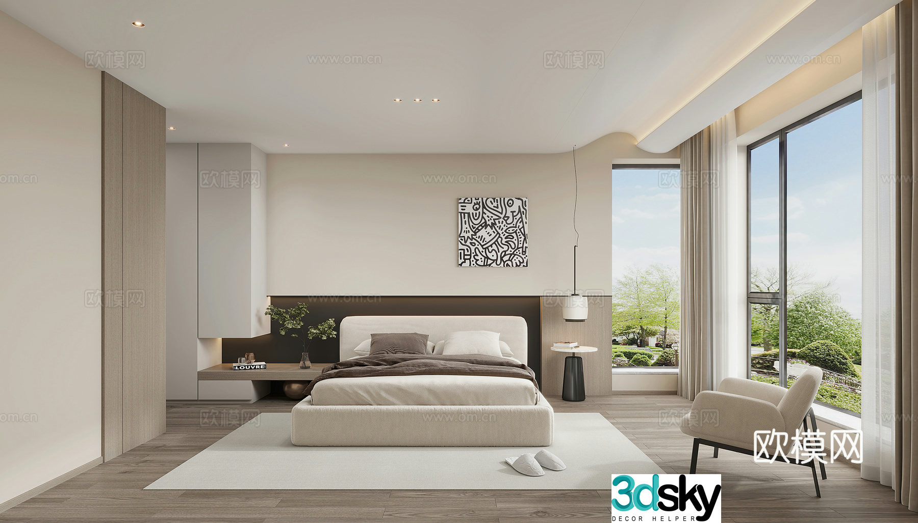 Creamy Bedroom Master Bedroom 3D Model