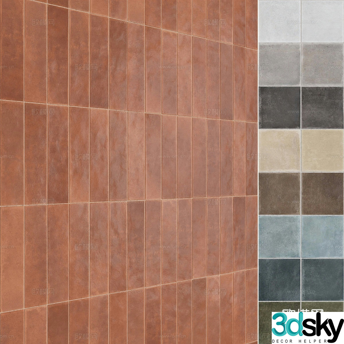 New Chinese style anti-slip tiles antique tiles 3D model