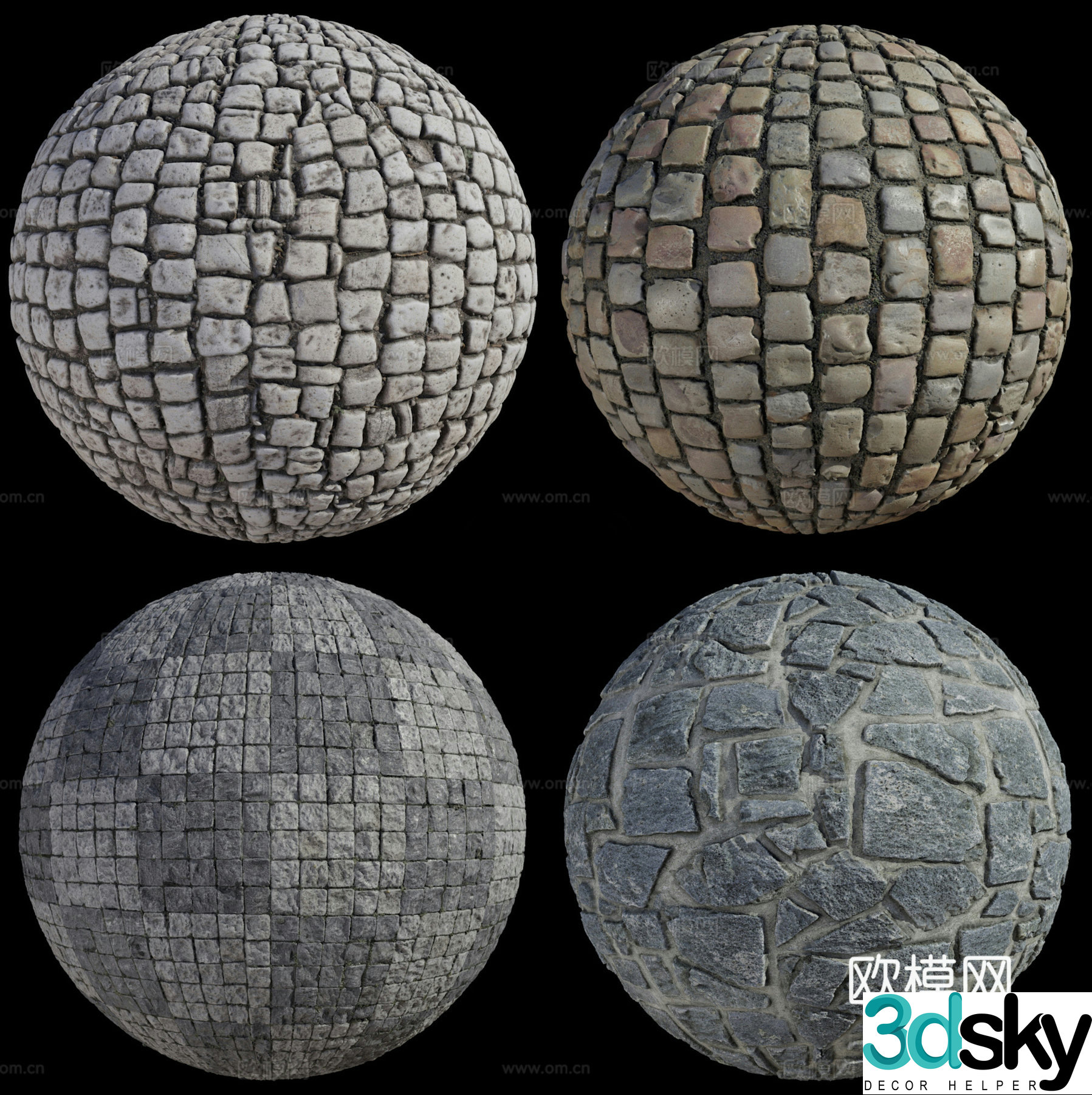 Floor tiles Stone Outdoor paving 3D model