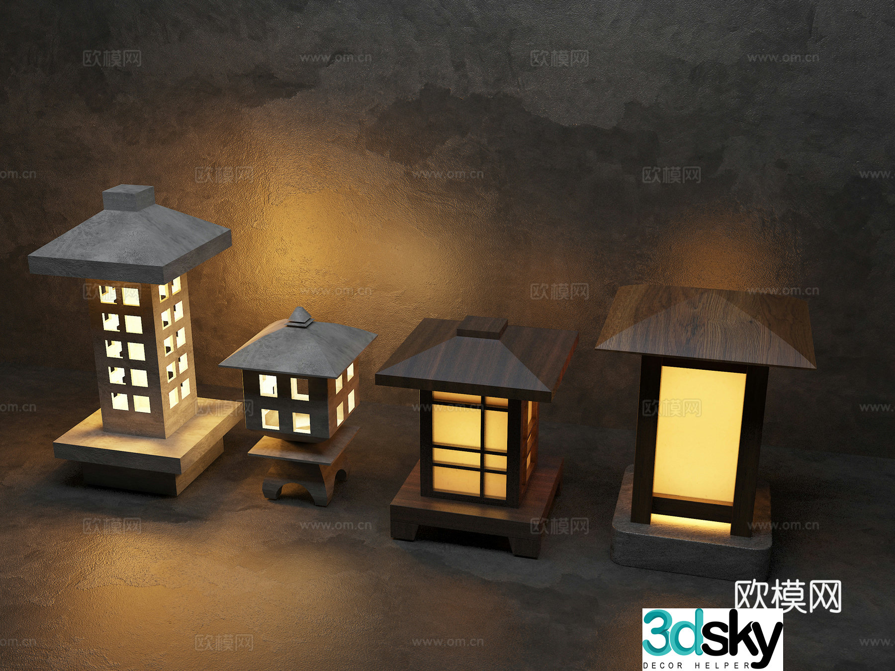 Chinese garden light floor lamp 3d model
