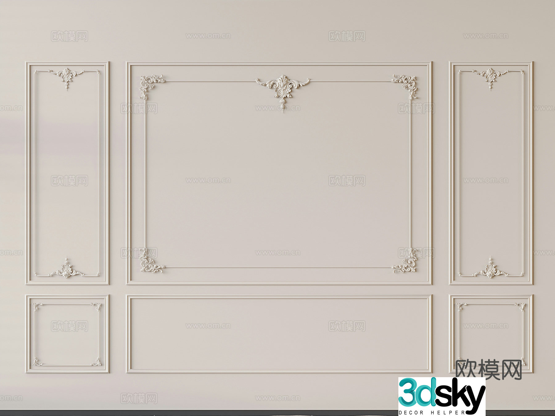 French carving gypsum lines 3d model