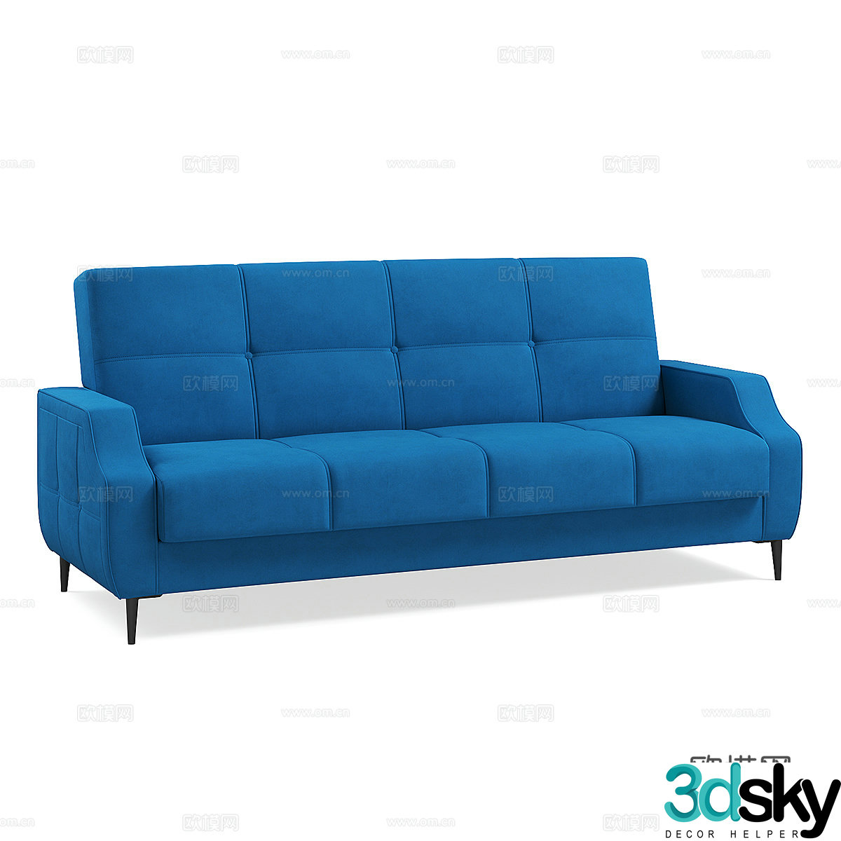 Nordic simple double sofa blue sofa 3d model