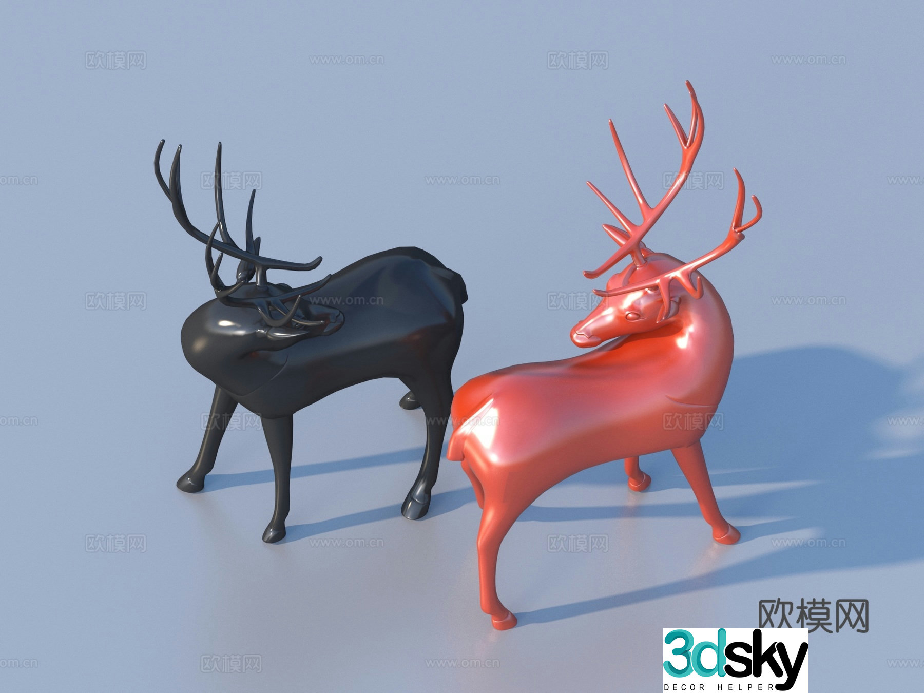 Modern deer Sika deer Landscape sculpture 3d model