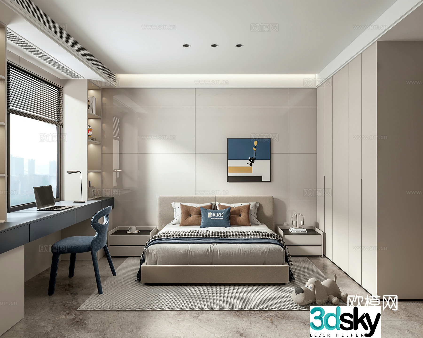 Modern simple children’s room boy’s room 3d model